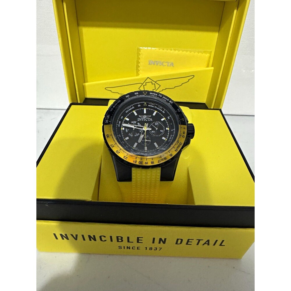 Invicta Aviator Skyshock Men's Quartz Watch 50mm Black/Yellow (big boy watch)